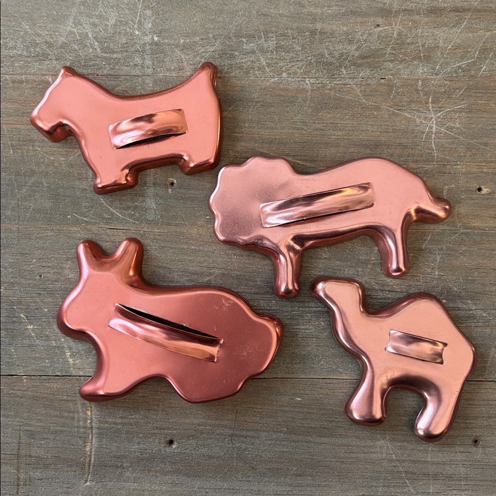 Vintage copper animal cookie cutters